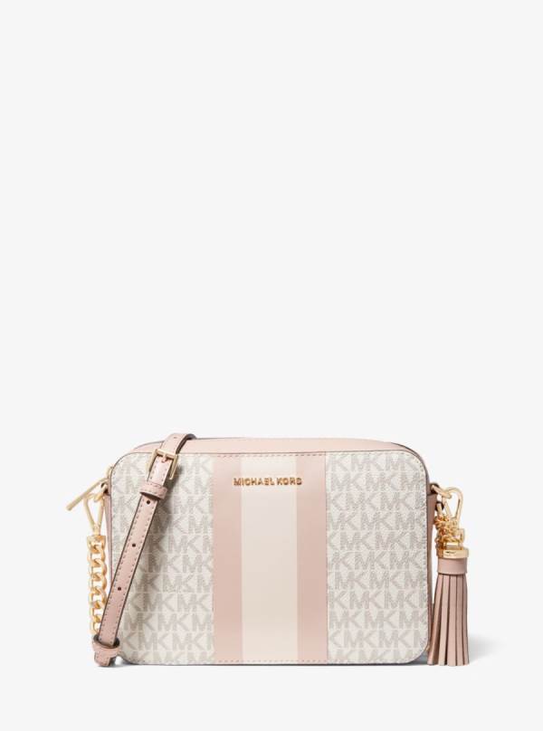 Damske Prenosná Taška Michael Kors Ginny Medium Logo Stripe Ruzove - Kabelky Michael Kors Akcia | EYASF-2391